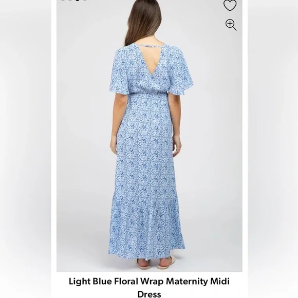 MATERNITY AND POST PARTUM WRAP DRESS BLUE FLORAL PRINT V BACK AND TRUE WRAP - Picture 4 of 15